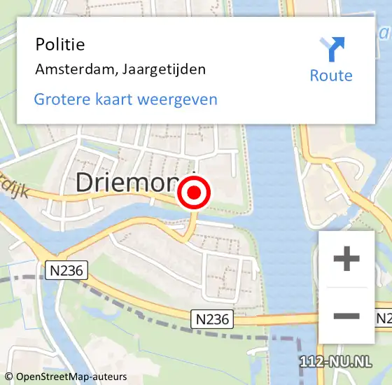 Locatie op kaart van de 112 melding: Politie Amsterdam, Jaargetijden op 31 juli 2020 12:17