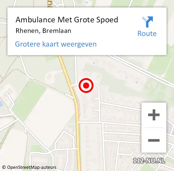 Locatie op kaart van de 112 melding: Ambulance Met Grote Spoed Naar Rhenen, Bremlaan op 31 juli 2020 13:15