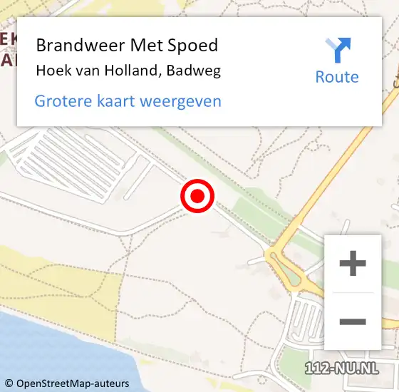 Locatie op kaart van de 112 melding: Brandweer Met Spoed Naar Hoek van Holland, Badweg op 31 juli 2020 13:16