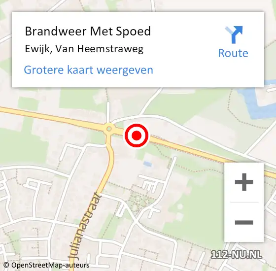 Locatie op kaart van de 112 melding: Brandweer Met Spoed Naar Ewijk, Van Heemstraweg op 31 juli 2020 13:27