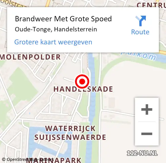 Locatie op kaart van de 112 melding: Brandweer Met Grote Spoed Naar Oude-Tonge, Handelsterrein op 31 juli 2020 13:47