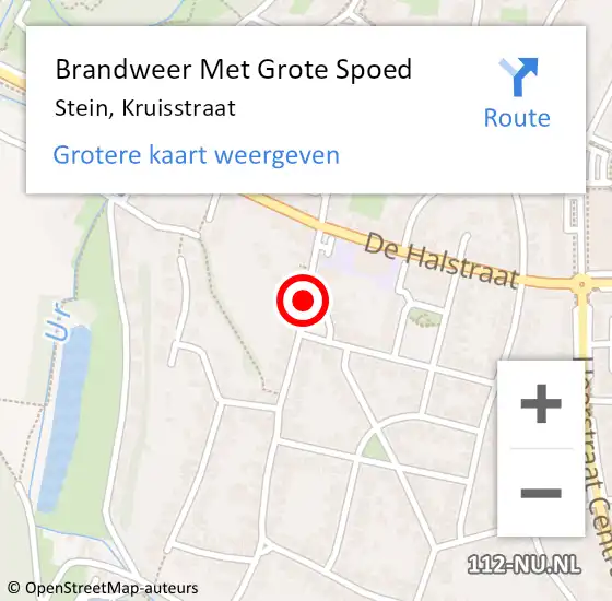 Locatie op kaart van de 112 melding: Brandweer Met Grote Spoed Naar Stein, Kruisstraat op 31 juli 2020 14:11