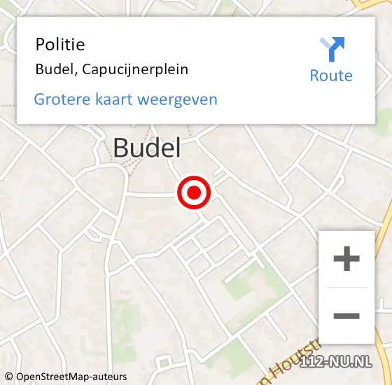 Locatie op kaart van de 112 melding: Politie Budel, Capucijnerplein op 31 juli 2020 14:32