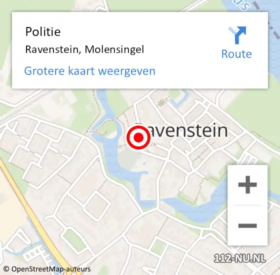 Locatie op kaart van de 112 melding: Politie Ravenstein, Molensingel op 31 juli 2020 15:02