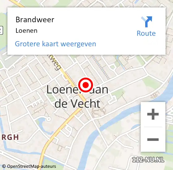 Locatie op kaart van de 112 melding: Brandweer Loenen op 31 juli 2020 15:04
