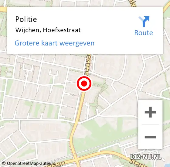 Locatie op kaart van de 112 melding: Politie Wijchen, Hoefsestraat op 31 juli 2020 15:05