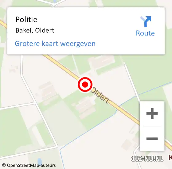 Locatie op kaart van de 112 melding: Politie Bakel, Oldert op 31 juli 2020 15:25