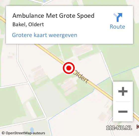 Locatie op kaart van de 112 melding: Ambulance Met Grote Spoed Naar Bakel, Oldert op 31 juli 2020 15:28