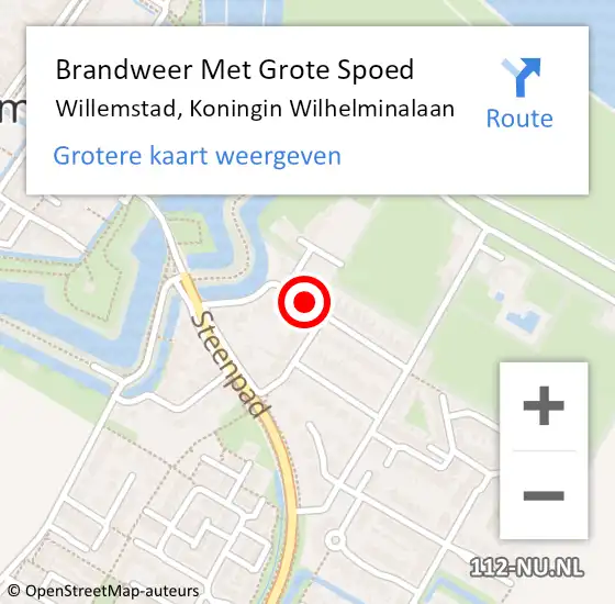 Locatie op kaart van de 112 melding: Brandweer Met Grote Spoed Naar Willemstad, Koningin Wilhelminalaan op 31 juli 2020 15:44