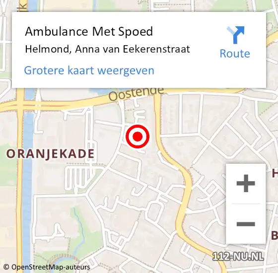 Locatie op kaart van de 112 melding: Ambulance Met Spoed Naar Helmond, Anna van Eekerenstraat op 31 juli 2020 16:07