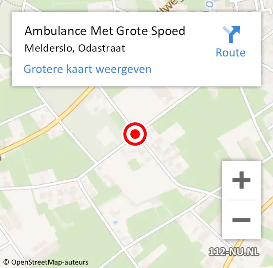 Locatie op kaart van de 112 melding: Ambulance Met Grote Spoed Naar Melderslo, Odastraat op 31 juli 2020 17:29
