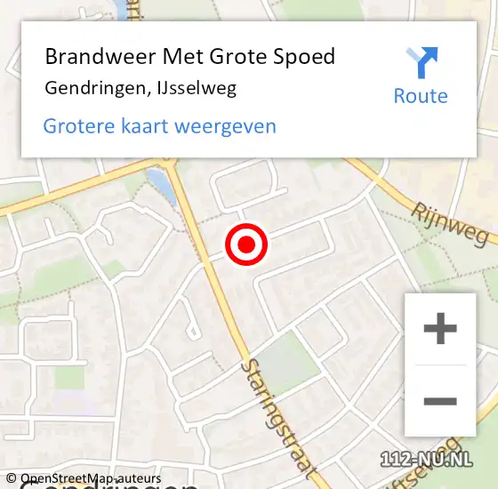 Locatie op kaart van de 112 melding: Brandweer Met Grote Spoed Naar Gendringen, IJsselweg op 31 juli 2020 18:20