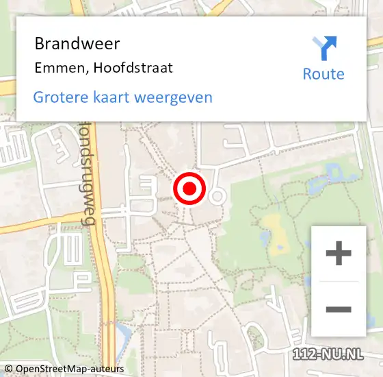 Locatie op kaart van de 112 melding: Brandweer Emmen, Hoofdstraat op 31 juli 2020 18:27