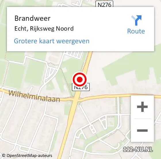 Locatie op kaart van de 112 melding: Brandweer Echt, Rijksweg Noord op 31 juli 2020 18:32