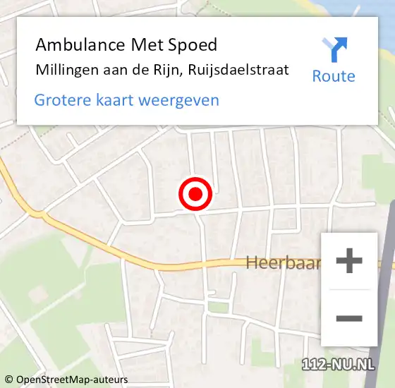 Locatie op kaart van de 112 melding: Ambulance Met Spoed Naar Millingen aan de Rijn, Ruijsdaelstraat op 31 juli 2020 18:53