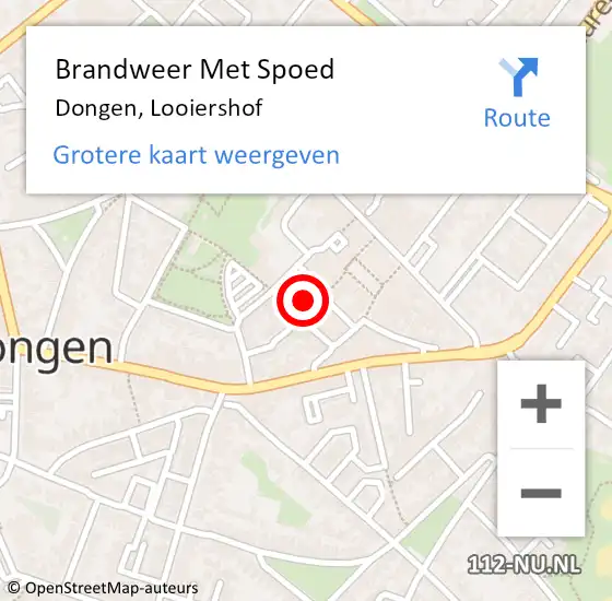 Locatie op kaart van de 112 melding: Brandweer Met Spoed Naar Dongen, Looiershof op 31 juli 2020 19:20