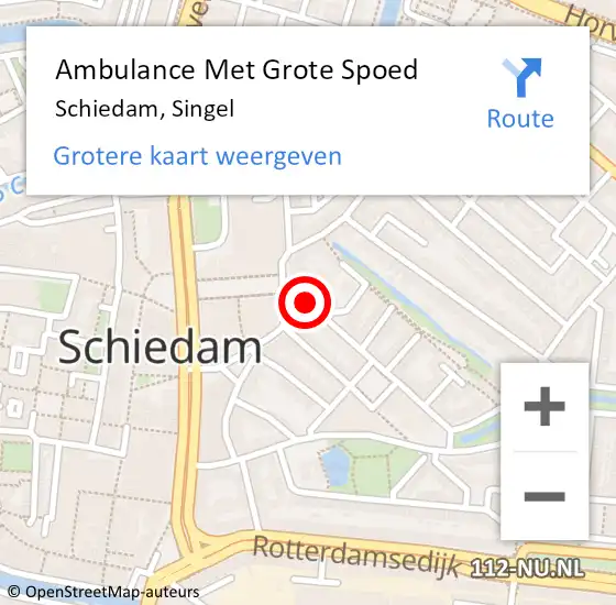 Locatie op kaart van de 112 melding: Ambulance Met Grote Spoed Naar Schiedam, Singel op 31 juli 2020 19:28