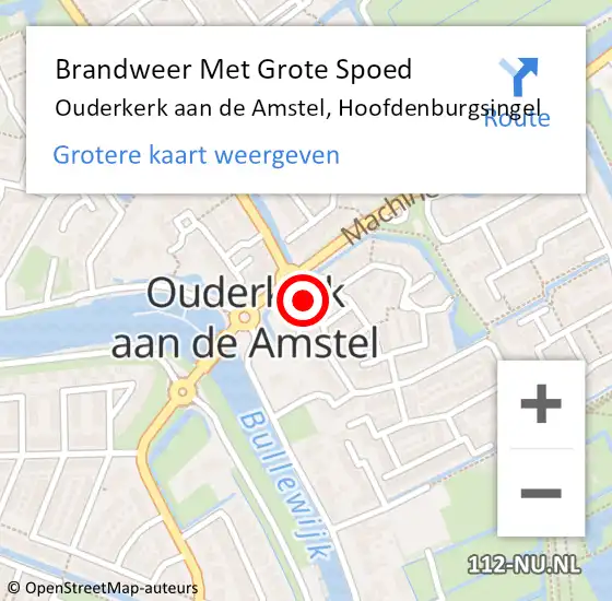 Locatie op kaart van de 112 melding: Brandweer Met Grote Spoed Naar Ouderkerk aan de Amstel, Hoofdenburgsingel op 31 juli 2020 19:48