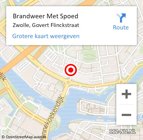 Locatie op kaart van de 112 melding: Brandweer Met Spoed Naar Zwolle, Govert Flinckstraat op 31 juli 2020 20:11