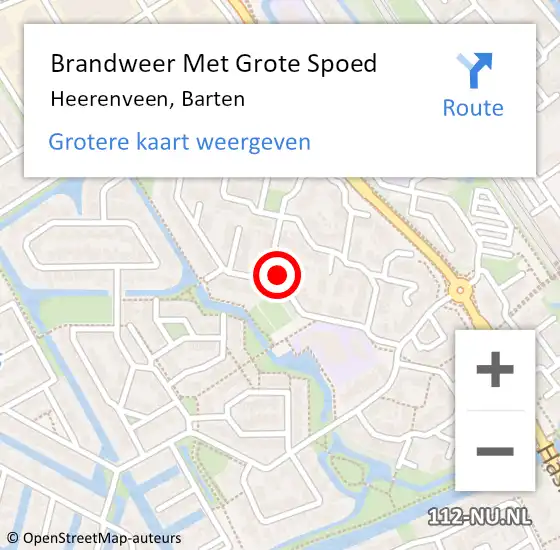 Locatie op kaart van de 112 melding: Brandweer Met Grote Spoed Naar Heerenveen, Barten op 31 juli 2020 20:11