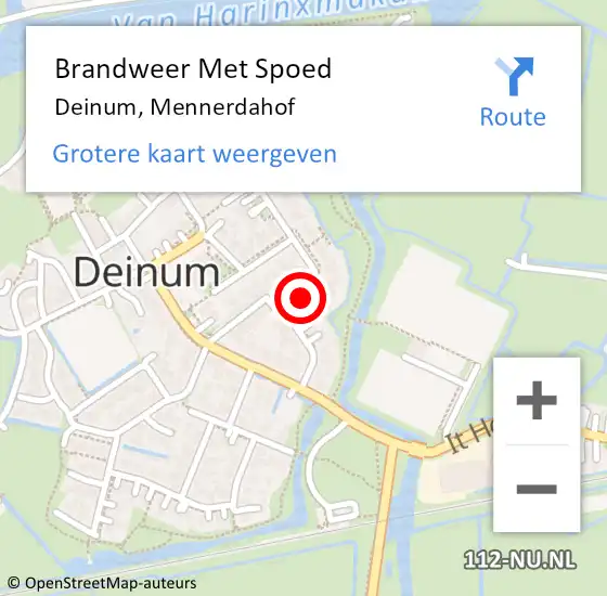 Locatie op kaart van de 112 melding: Brandweer Met Spoed Naar Deinum, Mennerdahof op 31 juli 2020 22:41