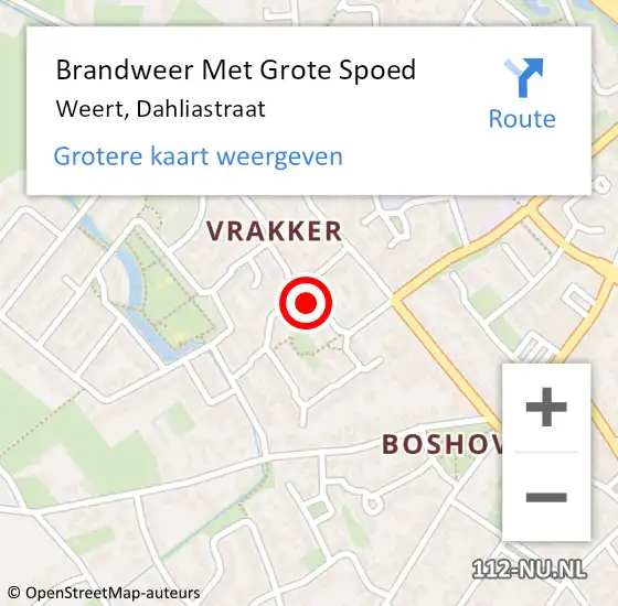 Locatie op kaart van de 112 melding: Brandweer Met Grote Spoed Naar Weert, Dahliastraat op 31 juli 2020 23:32