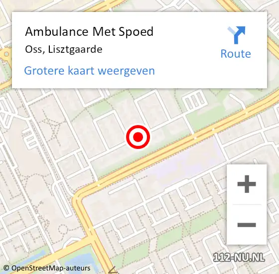 Locatie op kaart van de 112 melding: Ambulance Met Spoed Naar Oss, Lisztgaarde op 1 augustus 2020 00:58