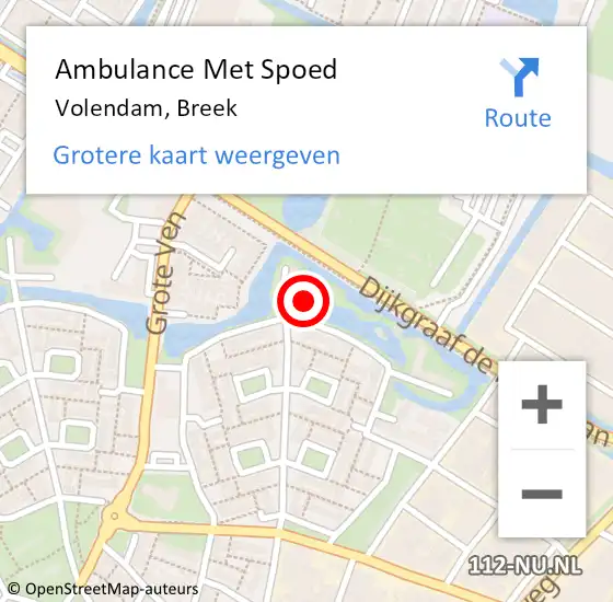 Locatie op kaart van de 112 melding: Ambulance Met Spoed Naar Volendam, Breek op 1 augustus 2020 01:18