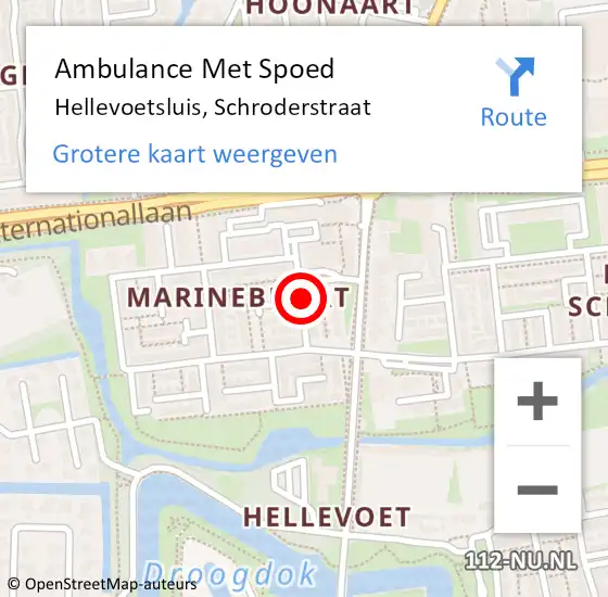 Locatie op kaart van de 112 melding: Ambulance Met Spoed Naar Hellevoetsluis, Schroderstraat op 1 augustus 2020 01:21