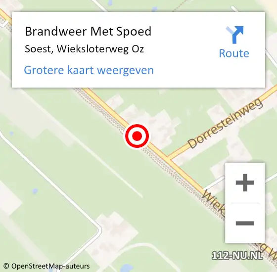 Locatie op kaart van de 112 melding: Brandweer Met Spoed Naar Soest, Wieksloterweg Oz op 1 augustus 2020 01:30