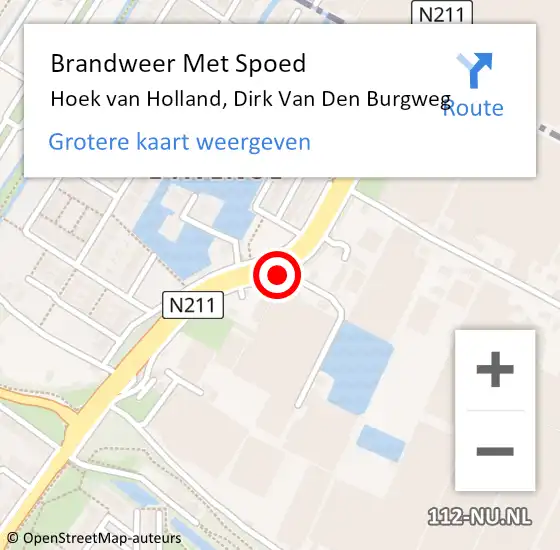 Locatie op kaart van de 112 melding: Brandweer Met Spoed Naar Hoek van Holland, Dirk Van Den Burgweg op 1 augustus 2020 02:07