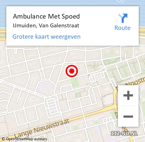 Locatie op kaart van de 112 melding: Ambulance Met Spoed Naar IJmuiden, Van Galenstraat op 1 augustus 2020 02:08