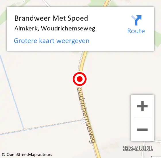 Locatie op kaart van de 112 melding: Brandweer Met Spoed Naar Almkerk, Woudrichemseweg op 1 augustus 2020 02:44