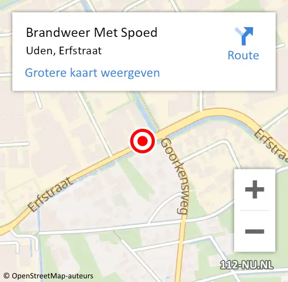 Locatie op kaart van de 112 melding: Brandweer Met Spoed Naar Uden, Erfstraat op 1 augustus 2020 03:11