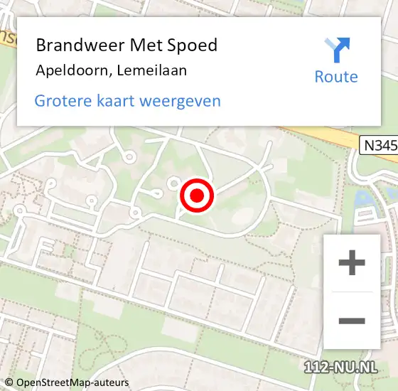 Locatie op kaart van de 112 melding: Brandweer Met Spoed Naar Apeldoorn, Lemeilaan op 1 augustus 2020 04:37