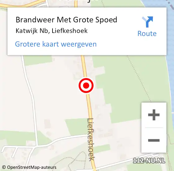 Locatie op kaart van de 112 melding: Brandweer Met Grote Spoed Naar Katwijk Nb, Liefkeshoek op 1 augustus 2020 07:57