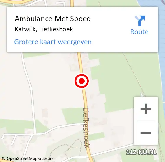 Locatie op kaart van de 112 melding: Ambulance Met Spoed Naar Katwijk, Liefkeshoek op 1 augustus 2020 08:22