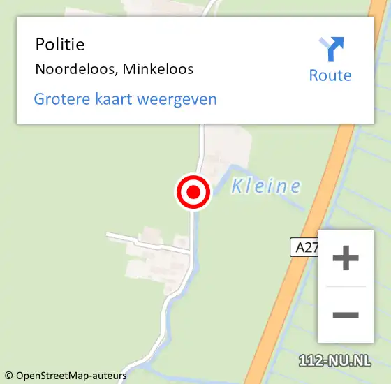 Locatie op kaart van de 112 melding: Politie Noordeloos, Minkeloos op 1 augustus 2020 08:39