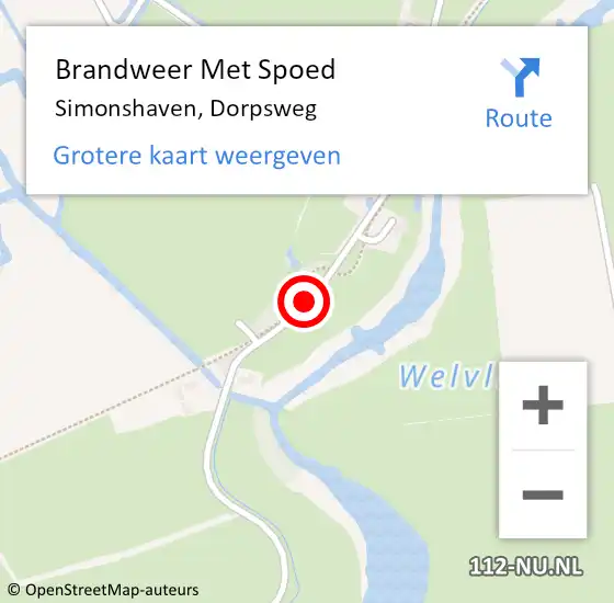 Locatie op kaart van de 112 melding: Brandweer Met Spoed Naar Simonshaven, Dorpsweg op 1 augustus 2020 08:39