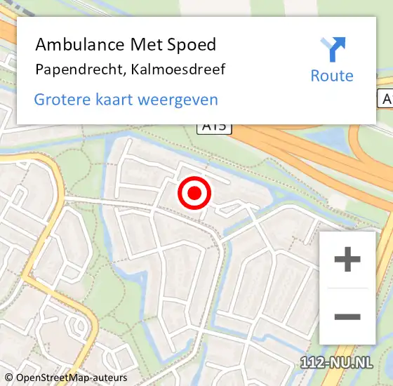 Locatie op kaart van de 112 melding: Ambulance Met Spoed Naar Papendrecht, Kalmoesdreef op 1 augustus 2020 09:22