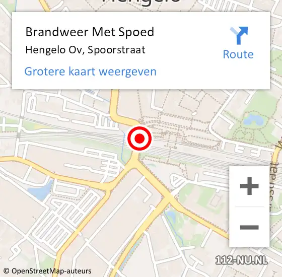 Locatie op kaart van de 112 melding: Brandweer Met Spoed Naar Hengelo Ov, Spoorstraat op 1 oktober 2013 20:40