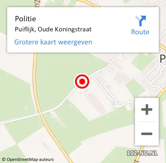 Locatie op kaart van de 112 melding: Politie Puiflijk, Oude Koningstraat op 1 augustus 2020 11:44