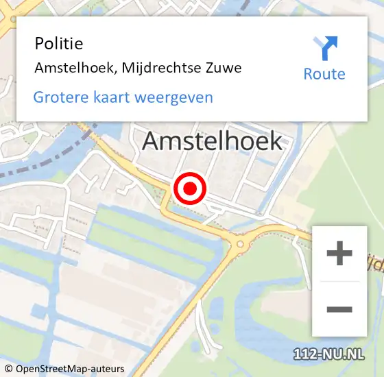 Locatie op kaart van de 112 melding: Politie Amstelhoek, Mijdrechtse Zuwe op 1 augustus 2020 12:17