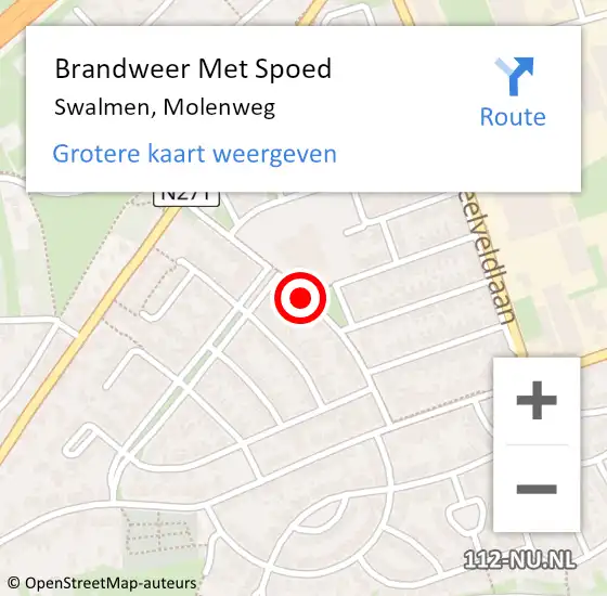 Locatie op kaart van de 112 melding: Brandweer Met Spoed Naar Swalmen, Molenweg op 1 augustus 2020 12:33