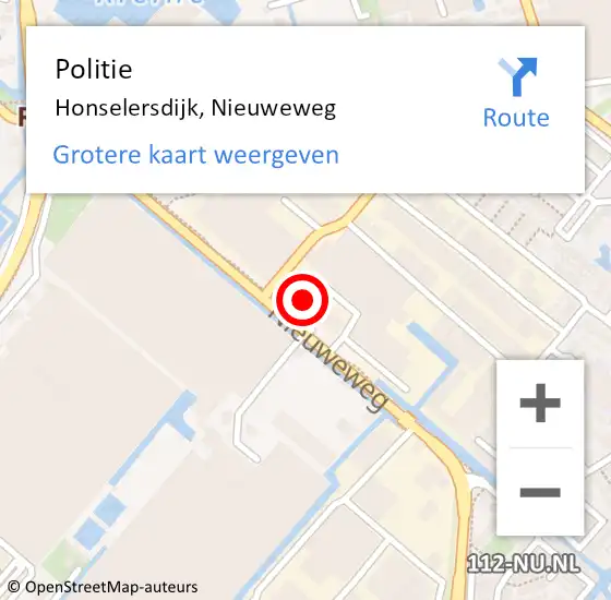 Locatie op kaart van de 112 melding: Politie Honselersdijk, Nieuweweg op 14 mei 2014 13:04