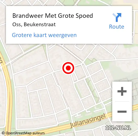 Locatie op kaart van de 112 melding: Brandweer Met Grote Spoed Naar Oss, Beukenstraat op 1 augustus 2020 13:39