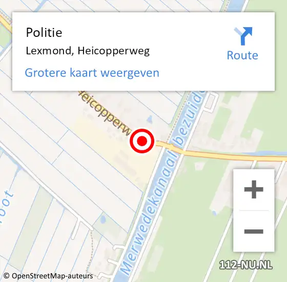 Locatie op kaart van de 112 melding: Politie Lexmond, Heicopperweg op 1 augustus 2020 14:57