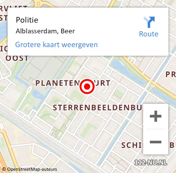 Locatie op kaart van de 112 melding: Politie Alblasserdam, Beer op 1 augustus 2020 15:39