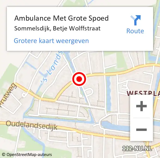 Locatie op kaart van de 112 melding: Ambulance Met Grote Spoed Naar Sommelsdijk, Betje Wolffstraat op 1 augustus 2020 17:02