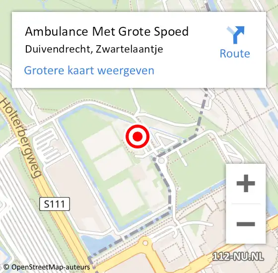 Locatie op kaart van de 112 melding: Ambulance Met Grote Spoed Naar Duivendrecht, Zwartelaantje op 14 mei 2014 13:27